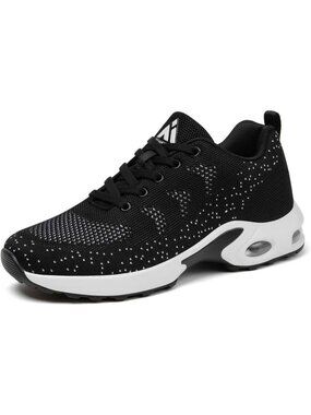 Women's Black Arch Support Non-Slip Breathable Mesh Athletic Running Sneakers